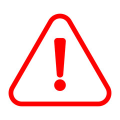 Wall Mural - red danger icon symbol, isolated warning sign on white background, transportation, and traffic graph