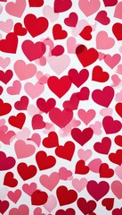 Leinwandbilder - A repeating pattern of overlapping pink and red heart shapes fills the , creating a visually striking and romantic composition