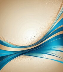 Aufkleber - a dynamic abstract composition with a gradient of light and dark blue and gold colors The central focus is a wave-like pattern with a golden center, surrounded by a scattering
