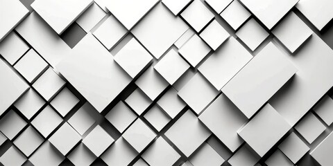 Poster - a repeating pattern of white square tiles arranged in a diagonal grid, creating a visually striking geometric design