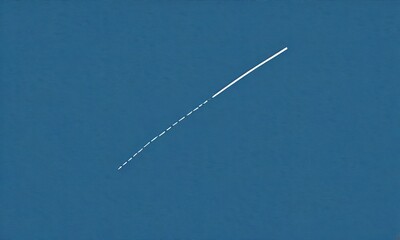 Poster - a white contrail trails across a deep blue sky