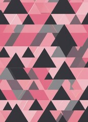 Poster - a repeating pattern of black and pink triangles, creating a visually striking geometric design