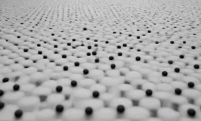 Poster - A black and white crowd of people, with the crowd composed of numerous small circles and dots, creating a sense of depth and movement