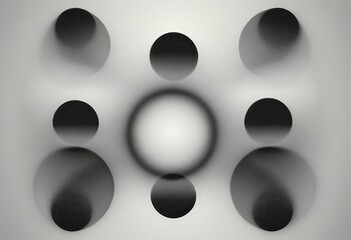 Aufkleber - a black and white abstract composition featuring a central circle surrounded by six smaller circles, creating a sense of depth and dimensionality