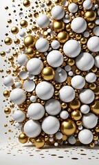 Aufkleber - A wall composed of numerous white and gold spheres, creating a visually striking and abstract composition