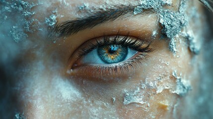 Wall Mural - Close Up of a Woman's Blue Eye with Silver Glitter