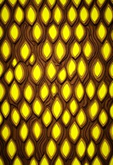 Fototapete - a repeating pattern of brown and yellow shapes, resembling a leaf-like design The shapes are arranged in a grid-like pattern, creating a visually striking and