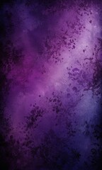 Aufkleber - a dark purple background with a floral pattern in shades of purple and black The pattern consists of various shapes and sizes of flowers and leaves, creating a sense of depth