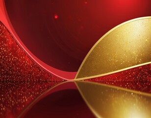 Aufkleber - a striking abstract composition with a red and gold color scheme, a shiny gold surface, and a reflective red surface