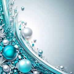 Aufkleber - a collection of spherical objects in shades of blue and white, arranged in a curved pattern against a light blue background