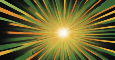 Aufkleber - a vibrant burst of light, radiating from a central point and creating a striking visual effect The light is composed mix of orange, yellow, and green hues, with the