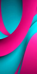 Aufkleber - a vibrant abstract composition of overlapping curved lines in shades of pink and teal, creating a dynamic and visually striking pattern