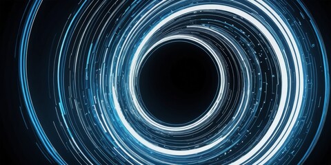 Fototapete - a captivating abstract composition of concentric circles, each filled with a unique pattern of white and blue lines The outermost circle is the largest,