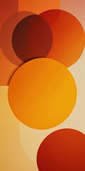 Poster - a vibrant abstract composition of overlapping circles in various shades of orange and red, creating a dynamic and visually striking effect