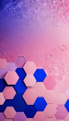 Fototapete - a vibrant abstract pattern composed of hexagonal shapes in various shades of pink and blue, set against a gradient background transitioning from pink to purple