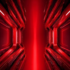 Aufkleber - a futuristic, red-tinted corridor with a central light source, creating a sense of depth and perspective