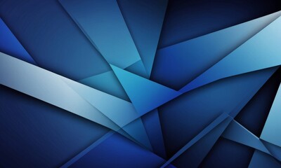 Poster - a complex arrangement of intersecting lines and triangles in shades of blue, creating a visually striking abstract pattern