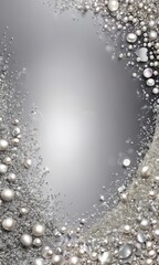 Poster - a silver and white abstract background with scattered pearls and glitter, creating a shimmering and ethereal effect