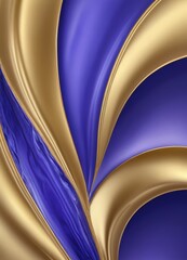 Aufkleber - a striking abstract composition of curved lines in shades of blue and gold, creating a sense of movement and dynamism