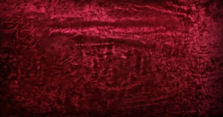 Poster - a close-up view red velvet fabric with a textured and wrinkled appearance, creating a rich and luxurious visual effect