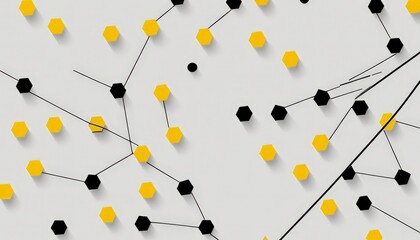 Fototapete - a geometric pattern composed of numerous hexagonal shapes in various shades of yellow and black, arranged in a complex network of intersecting lines and curves