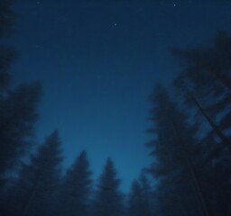 Aufkleber - A starry night sky with a forest of pine trees in the foreground