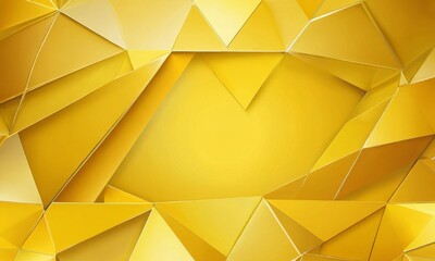 Poster - a vibrant abstract composition of overlapping triangular shapes in varying shades of yellow, creating a dynamic and visually striking pattern