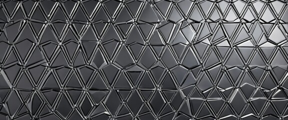 Poster - a close-up view metallic surface composed of numerous triangular shapes, arranged in a repeating pattern The metallic surface exhibits a reflective and smooth texture,