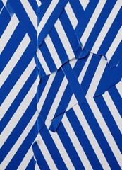 Poster - a close-up view pattern of blue and white stripes, with some of the stripes appearing to be torn or damaged