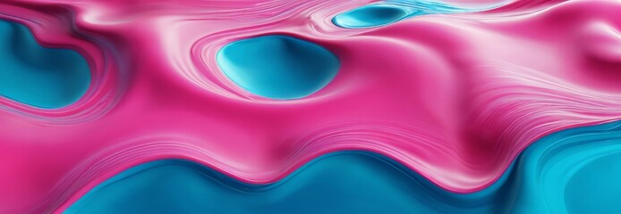 Aufkleber - a vibrant abstract composition of pink and blue hues, with a central blue circle and a pink wave-like pattern extending from the center towards the edges.