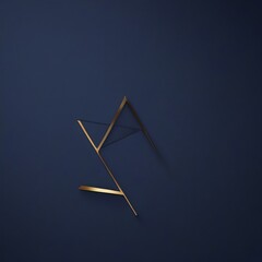 Aufkleber - a minimalist design with a dark blue background and a golden geometric shape resembling a stylized letter 