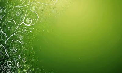 Poster - a vibrant green background with a repeating pattern of white swirls and dots, creating a sense of movement and energy