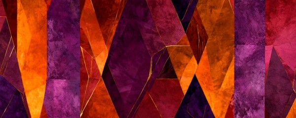 Leinwandbilder - a vibrant abstract composition of overlapping geometric shapes in shades of orange, purple, and red, creating a dynamic and visually striking pattern