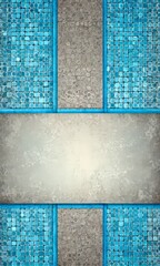 Poster - a pattern of blue and gray tiles arranged in a grid-like fashion, with a central gray tile and a vertical blue tile on either side