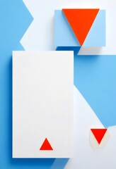 Aufkleber - a minimalist geometric composition with a white rectangular form on the left, an orange triangle on the right, and a small white square on the bottom right