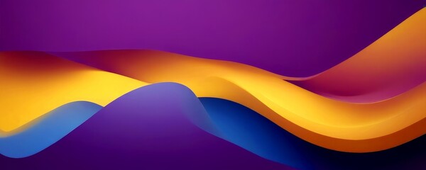 Aufkleber - a vibrant abstract composition of overlapping curved lines in various shades of purple, yellow, and blue, creating a dynamic and visually striking effect