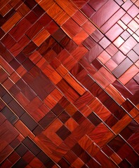Fototapete - a close-up view wooden surface composed of numerous square tiles arranged in a diagonal pattern The tiles exhibit a rich, dark brown color, with subtle variations in