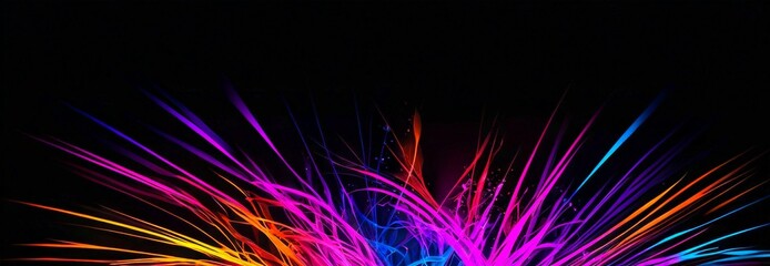 Aufkleber - a vibrant display of multicolored lines and shapes against a black background, creating a dynamic and visually striking composition