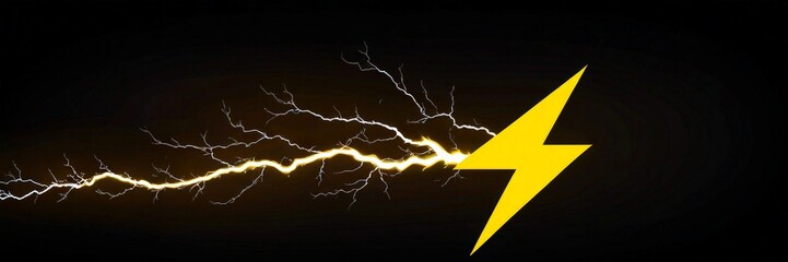 Leinwandbilder - A yellow lightning bolt with white streaks and a black background