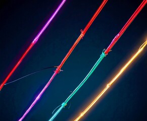 Poster - a close-up view series of multicolored wires, with the wires arranged diagonally and connected by a single wire