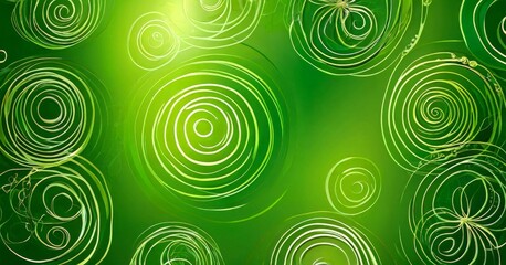Poster - a vibrant abstract pattern of concentric circles in various shades of green, with a subtle gradient effect The circles are arranged in a random yet harmonious manner, creating