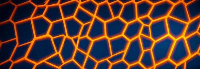 Leinwandbilder - a close-up view pattern of orange and blue hexagonal shapes, creating a visually striking and abstract design
