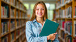 © Goutam - Young Woman Smiling While Holding Books in a Library