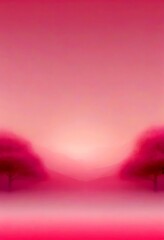 Poster - A serene landscape with two trees silhouetted against a pink sky, creating a tranquil atmosphere