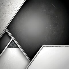 Aufkleber - a black and white abstract composition with geometric shapes and patterns The central area is a dark gray rectangle, while the edges are white and silver, creating a