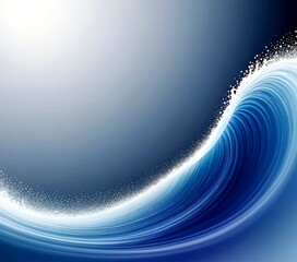 Fototapete - a serene ocean scene with a large, curling wave in the center, its crest adorned with small white specks that shimmer in the light The wave's deep blue color contrasts with