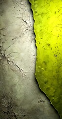 Poster - a textured surface with a cracked and chipped gray section on the left and a vibrant yellow section on the right, creating a striking contrast