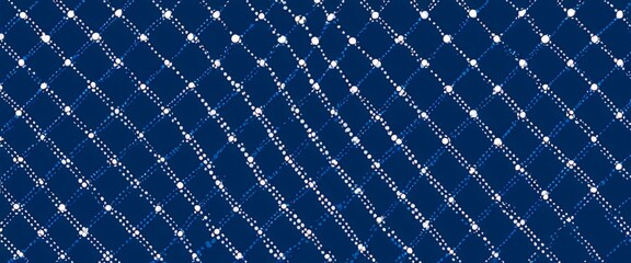 Poster - a diagonal pattern of white dots on a navy blue background, creating a repeating geometric design