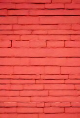 Aufkleber - A close-up view pink brick wall, with the bricks arranged in a horizontal pattern and the mortar visible between them