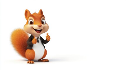 Wall Mural - Cheerful Cartoon Squirrel in a Suit with Thumbs Up